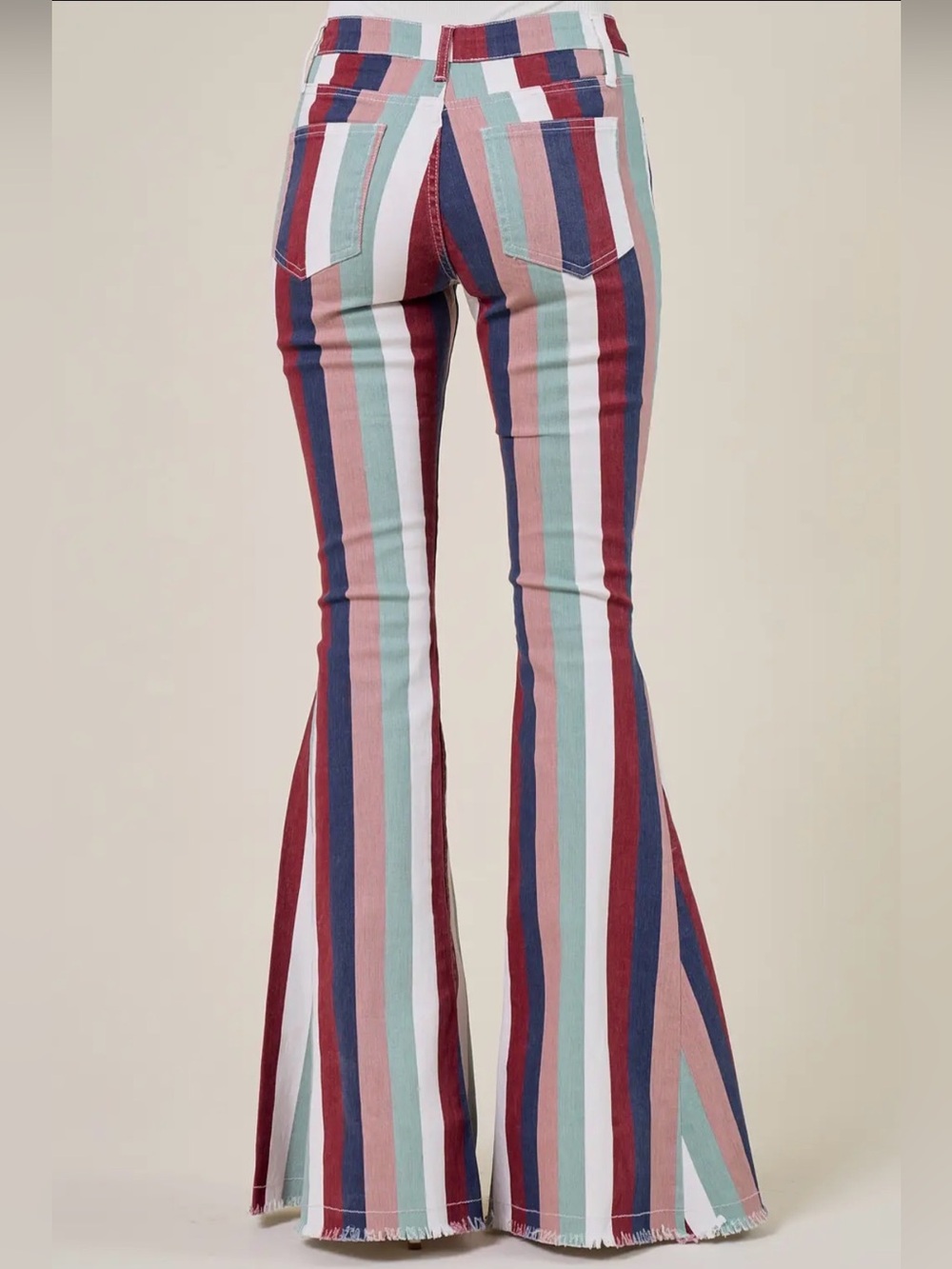 NWT Saints & Hearts Navy Multi Striped
Western Flared Bell Bottom Jeans - Picture 3 of 9